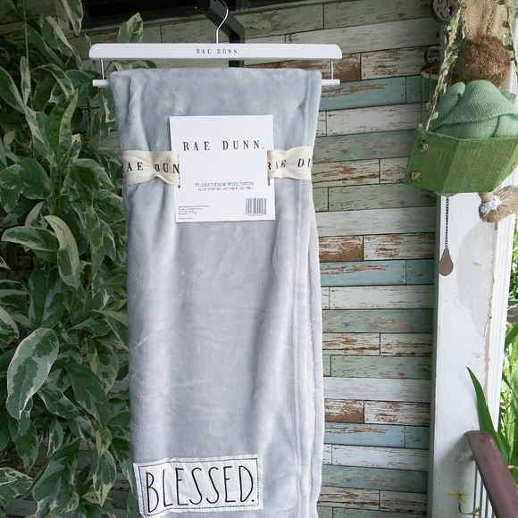 NWT Rae Dunn Grey Blessed Throw - Picture 2 of 5